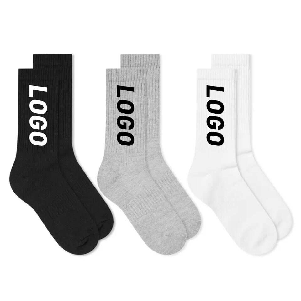 Unisex Custom Logo Cotton Fashion Plain Crew Socks