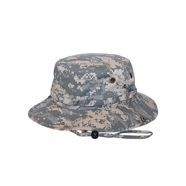 China 100% Cotton Multicolor Army Camouflage Bucket Hat With Drawstring Wholesale