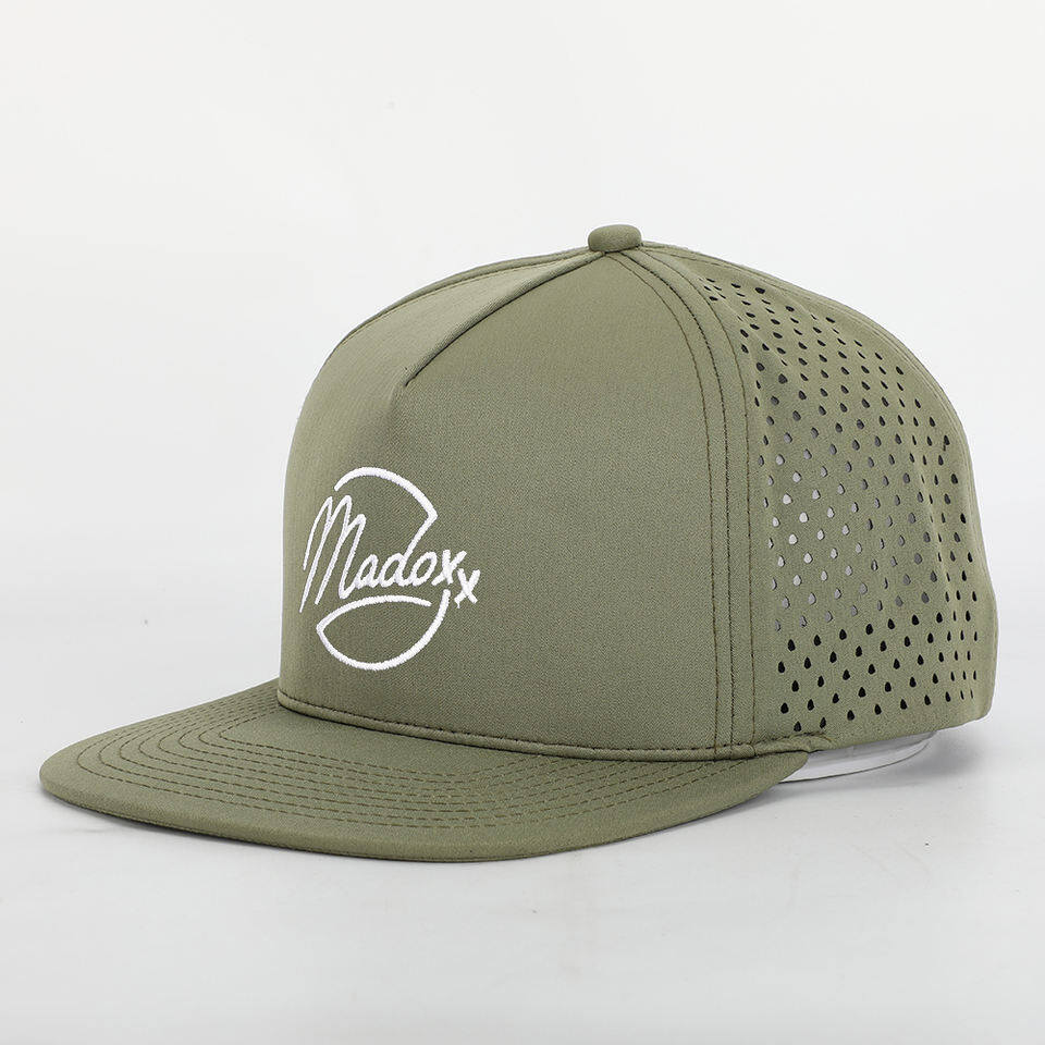Five-Panel Embroidered Army Green Flat Hip-Hop Luxury Beanie