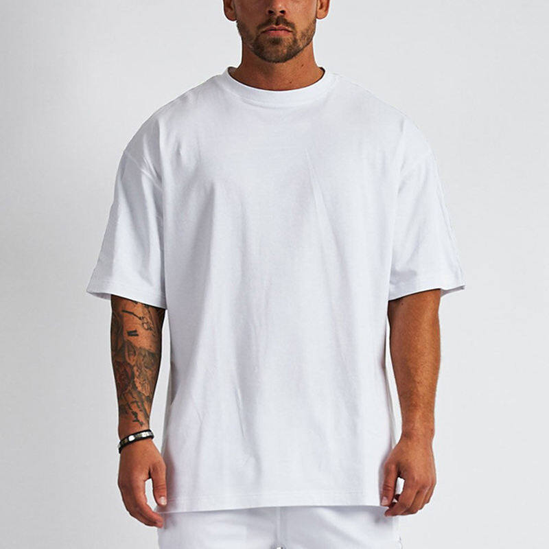 Luxury Cotton Loose Small Drop Shoulder Solid Color Oversized Men'S Summer T-Shirt