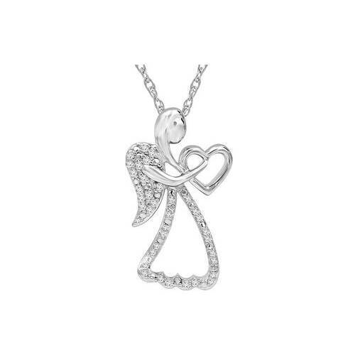 2025 Sterling Silver Angel Pendant White Gold