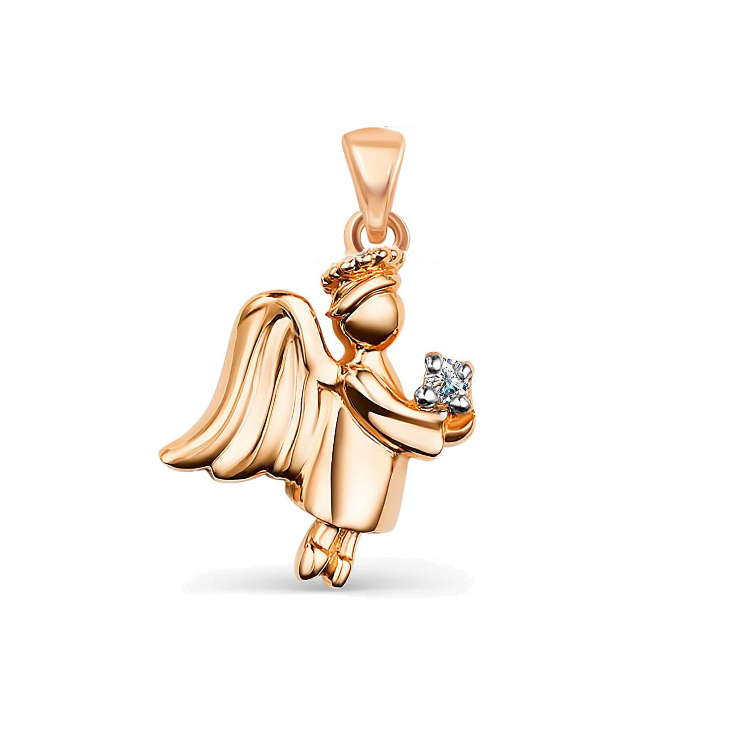 Rose Gold Angel Charm Pendant Necklace Wholesale 925 Silver