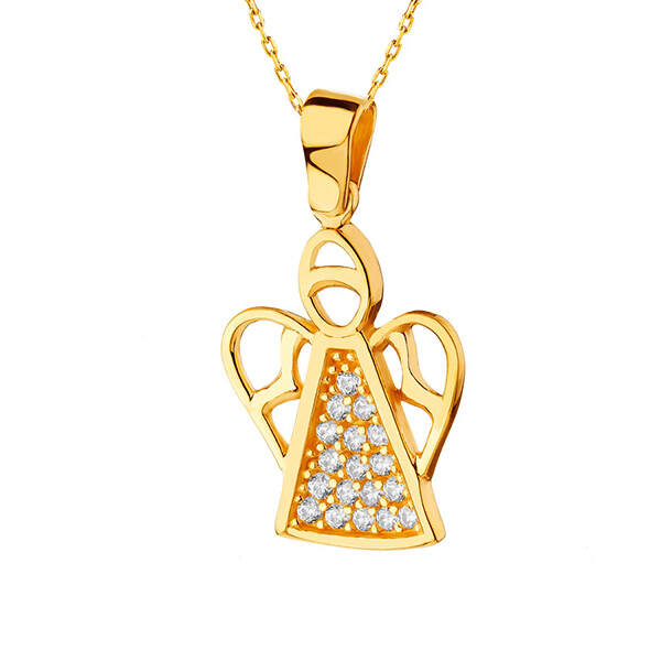 Wholesale Silver Angel Necklace Charm Yellow Gold Gift for Women