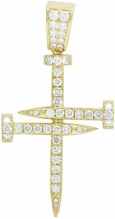 CZ Sterling Silver Cross Necklace Charm Nail Shape