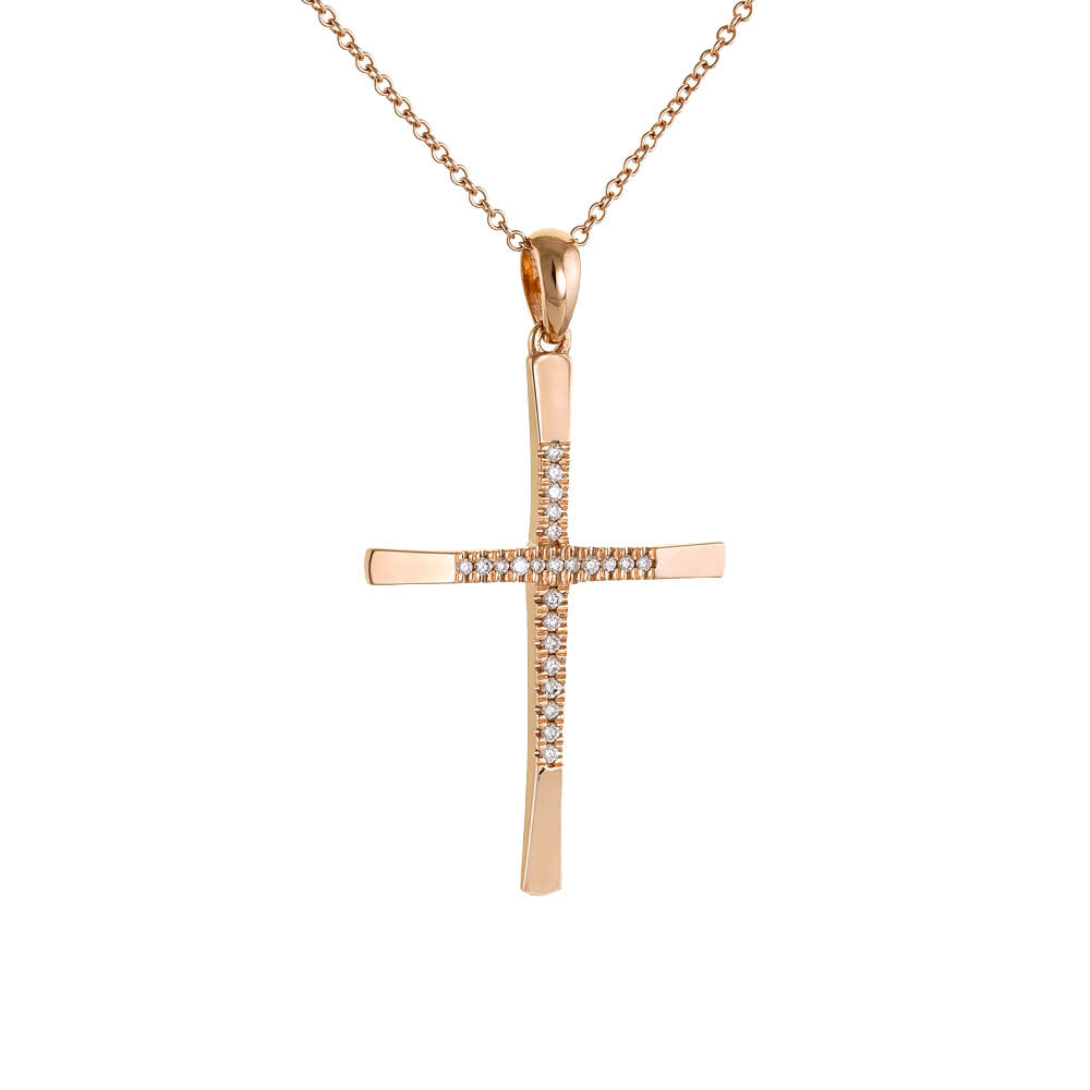 Women's Silver Cross Necklace Charm Rose Gold Plated