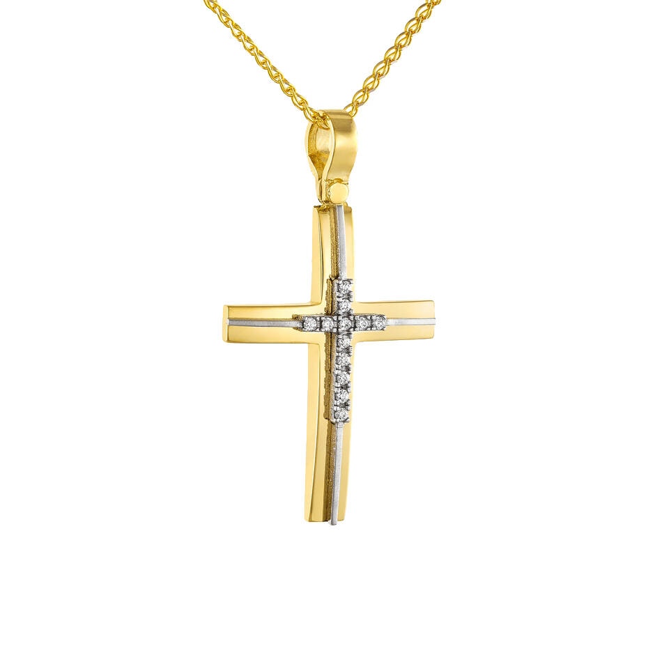 Sterling Silver Cross Pendant Yellow Gold Plated Silver Charm