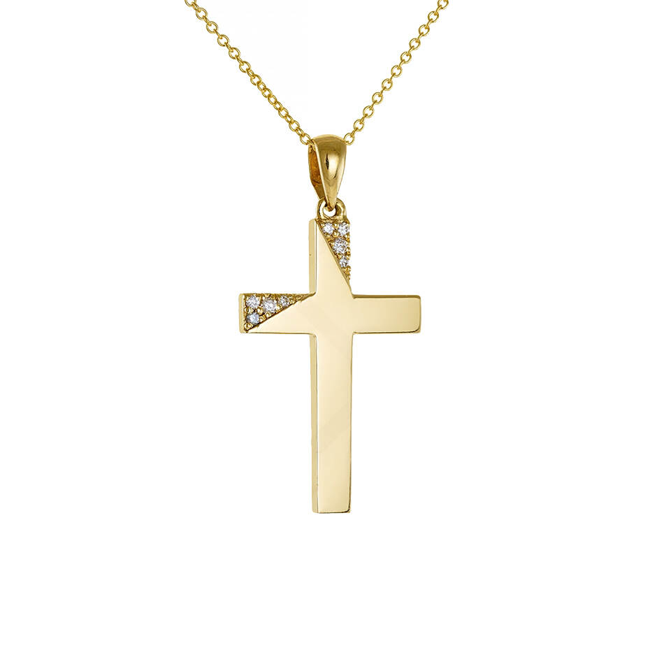 925 Silver Engravable Cross Pendant CZ Yellow Gold Plating Silver