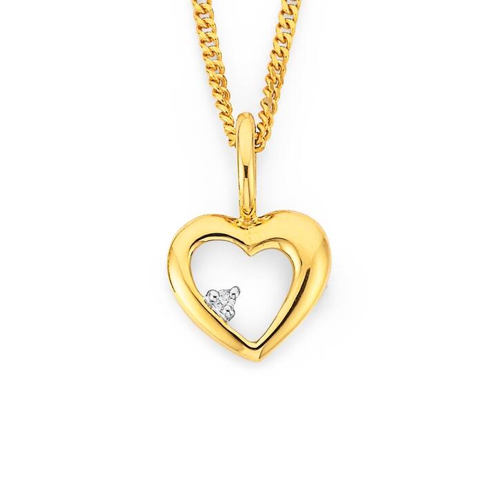 CZ Heart Pendant 925 Silver Yellow Gold Plated
