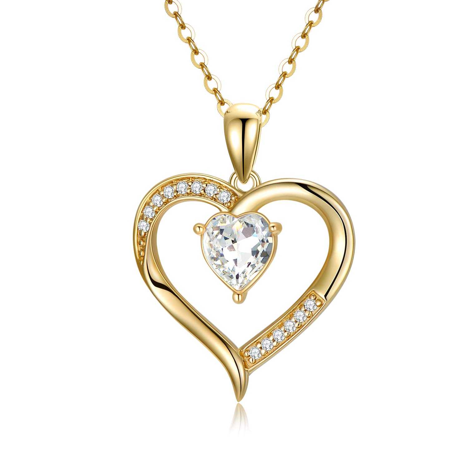 Heart Pendant 925 Silver Hollow Charm Yellow Gold Plating