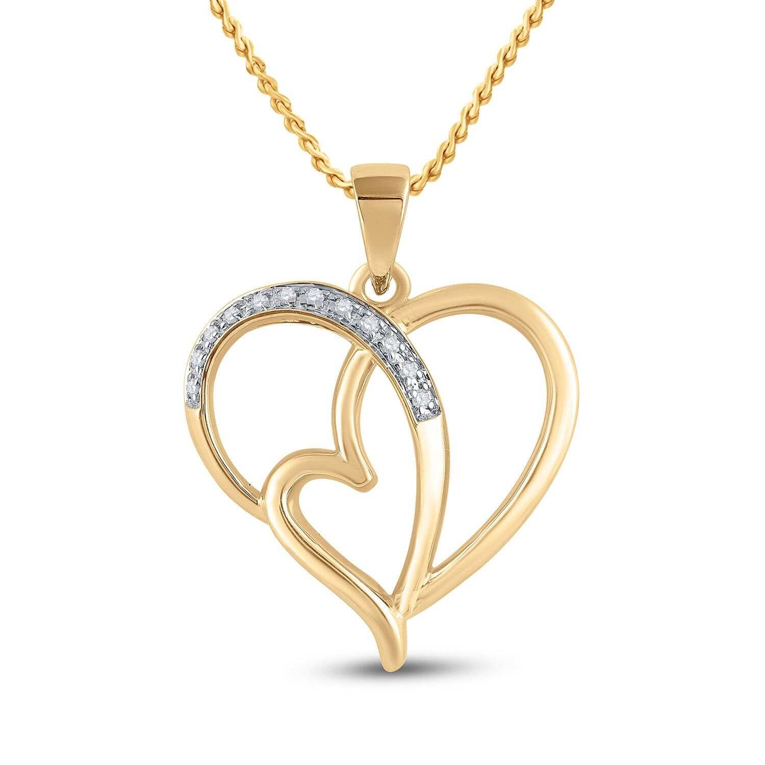 Double Hearts Pendant 925 Silver Glod Plating CZ Charm