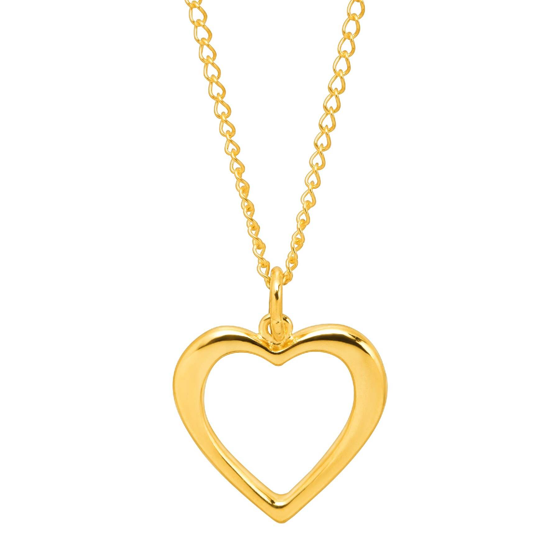 Minimalist Silver Heart Pendant Plain Yellow Gold Plating