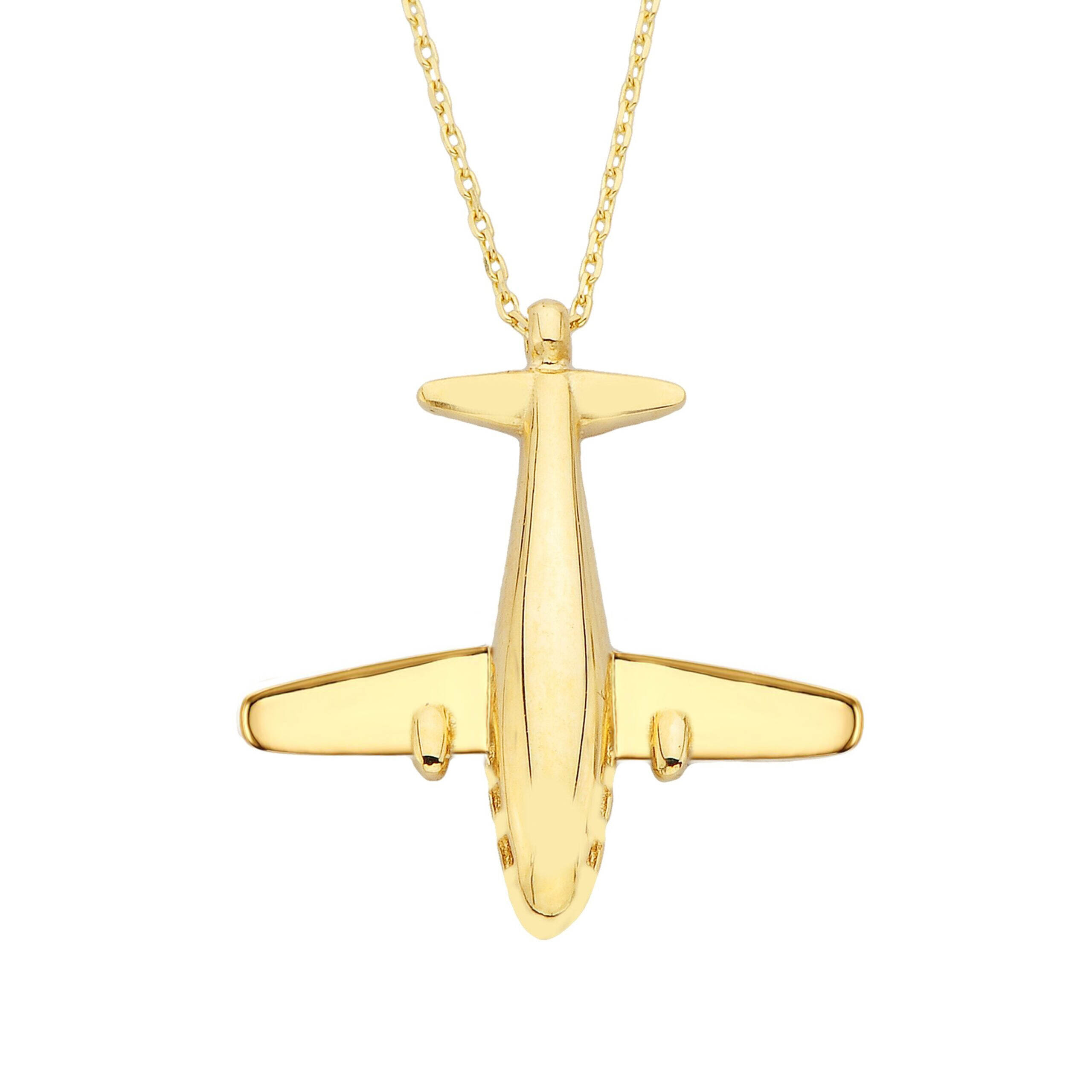 Yellow Gold Plated Plane Pendant Silver Wholesale