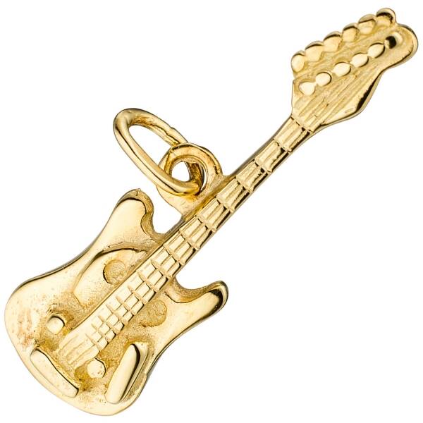 Guitar Plain Silver Pendant Yellow Gold Plating