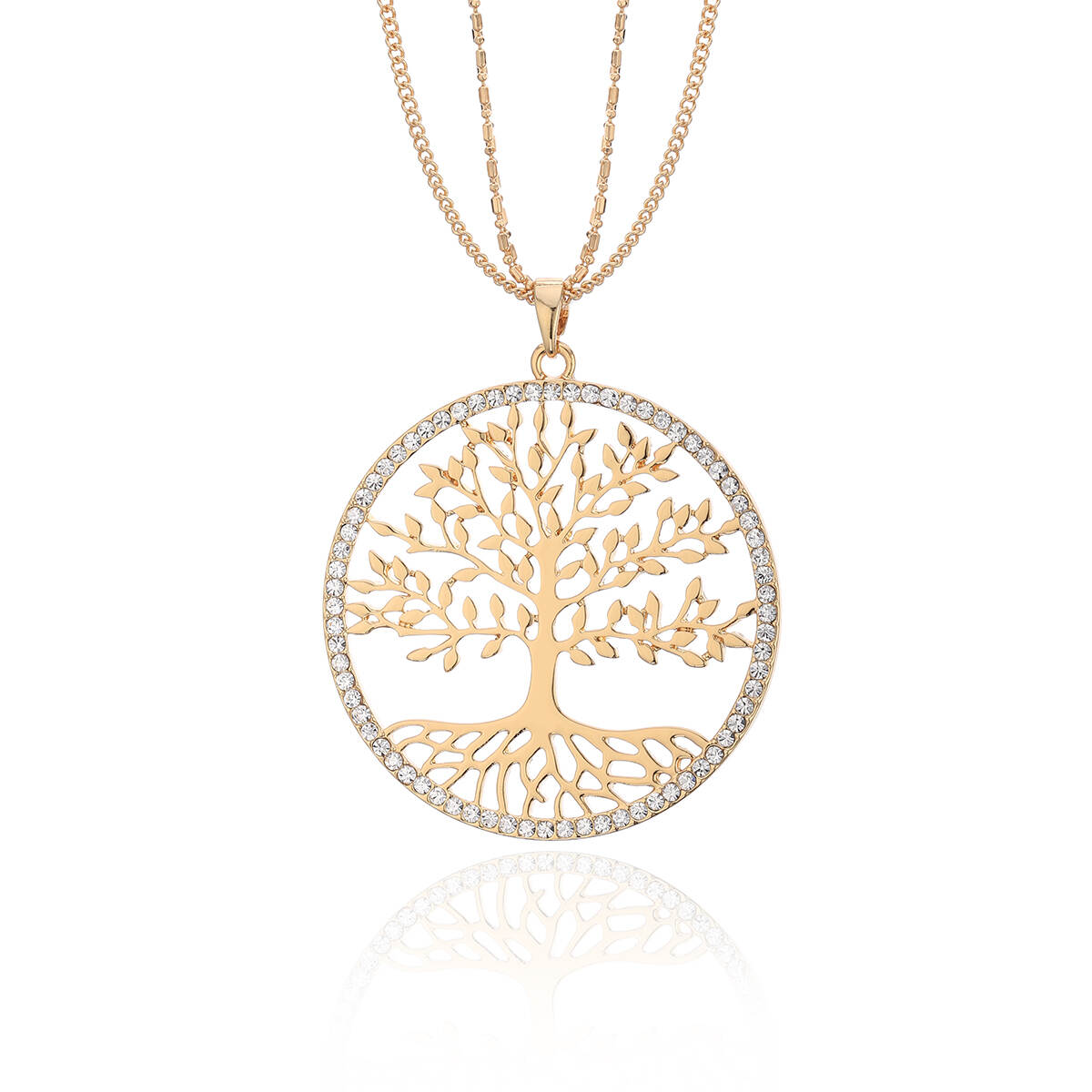 Tree of Life Pendant 925 Silver Women Rose Gold Plated CZ