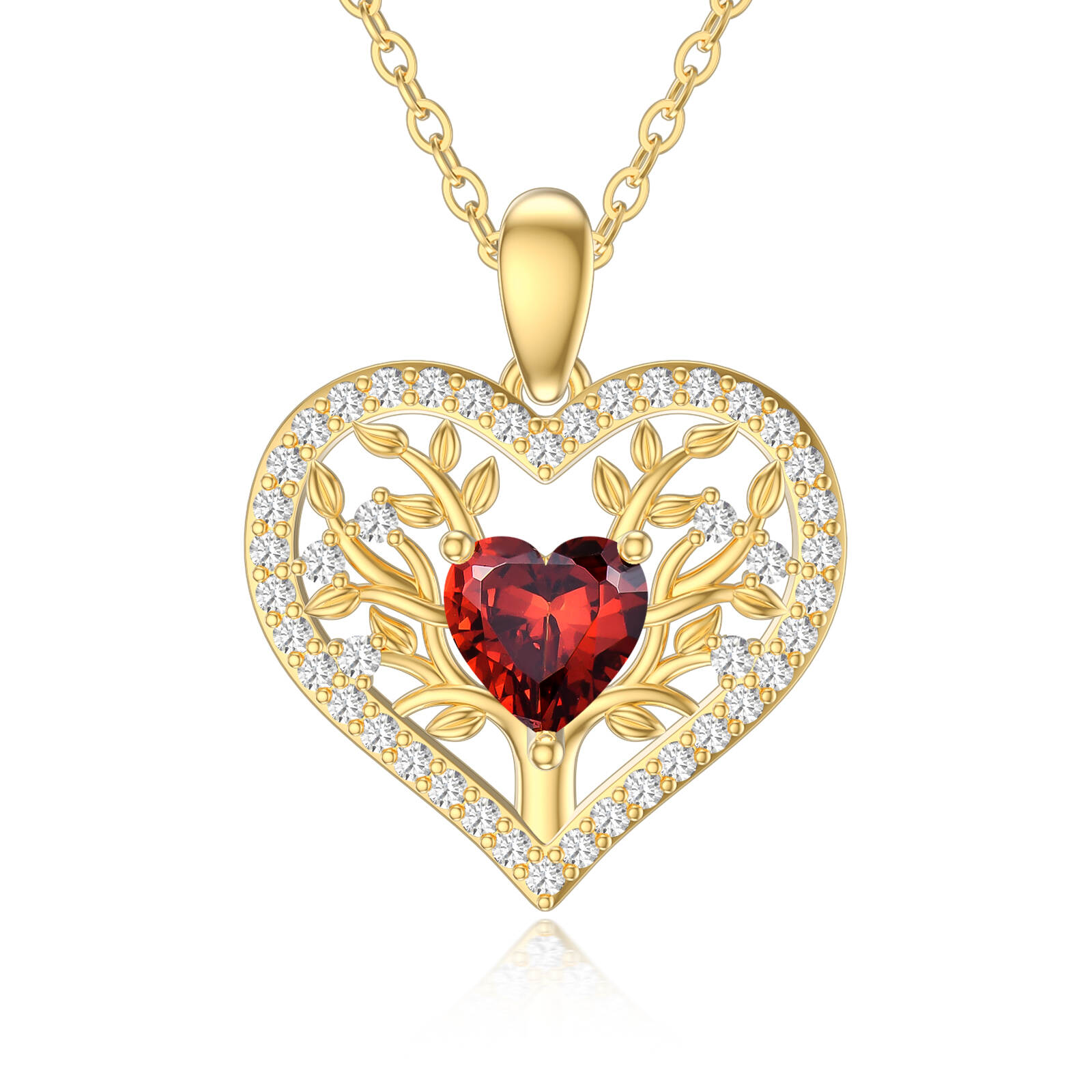 Tree of Life Heart Pendant 925 Silver Women Gold Plated CZ