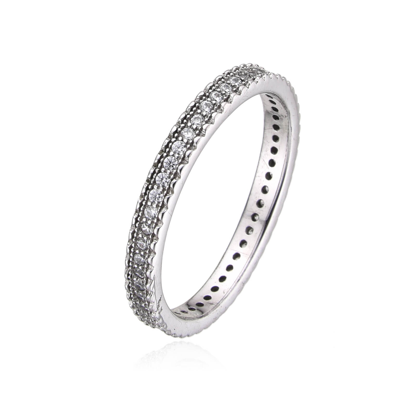 Sterling Silver CZ Band White Gold Plated Ring