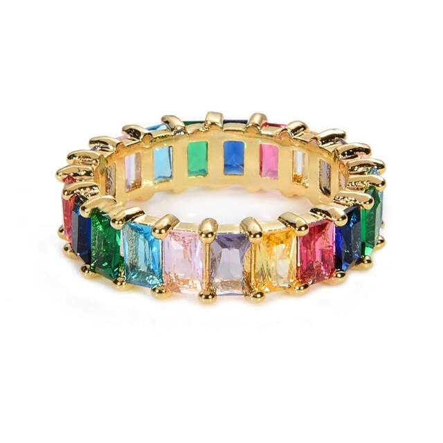 Modern Silver CZ Band Hipop Trendy Tennis Ring
