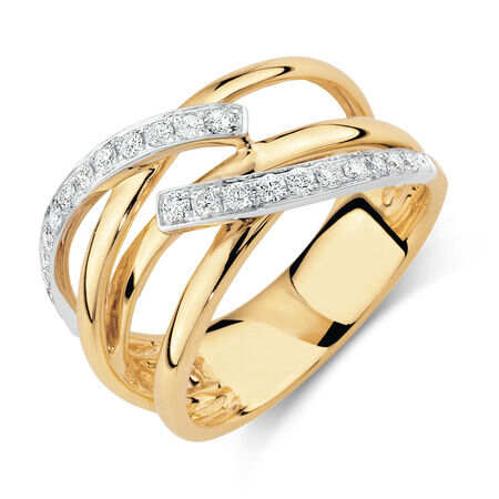 Wholesale CZ Silver Ring Yellow Gold Plating