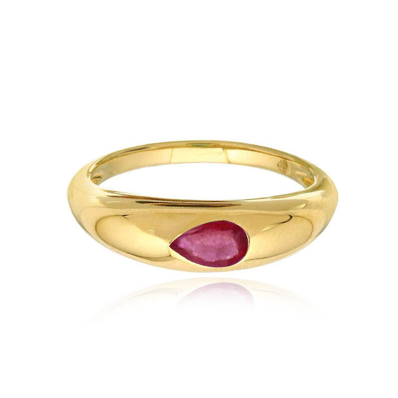 Wholesale CZ Silver Ring Yellow Gold Plating Stackable Ruby