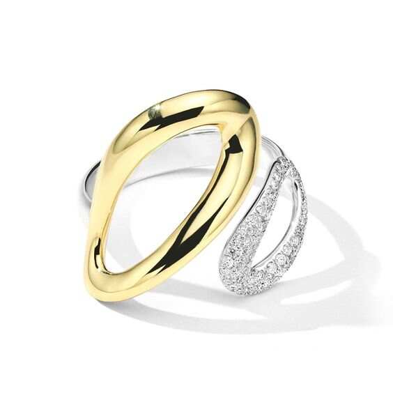 Wholesale CZ Silver Ring Yellow Gold Plating Leaf Design