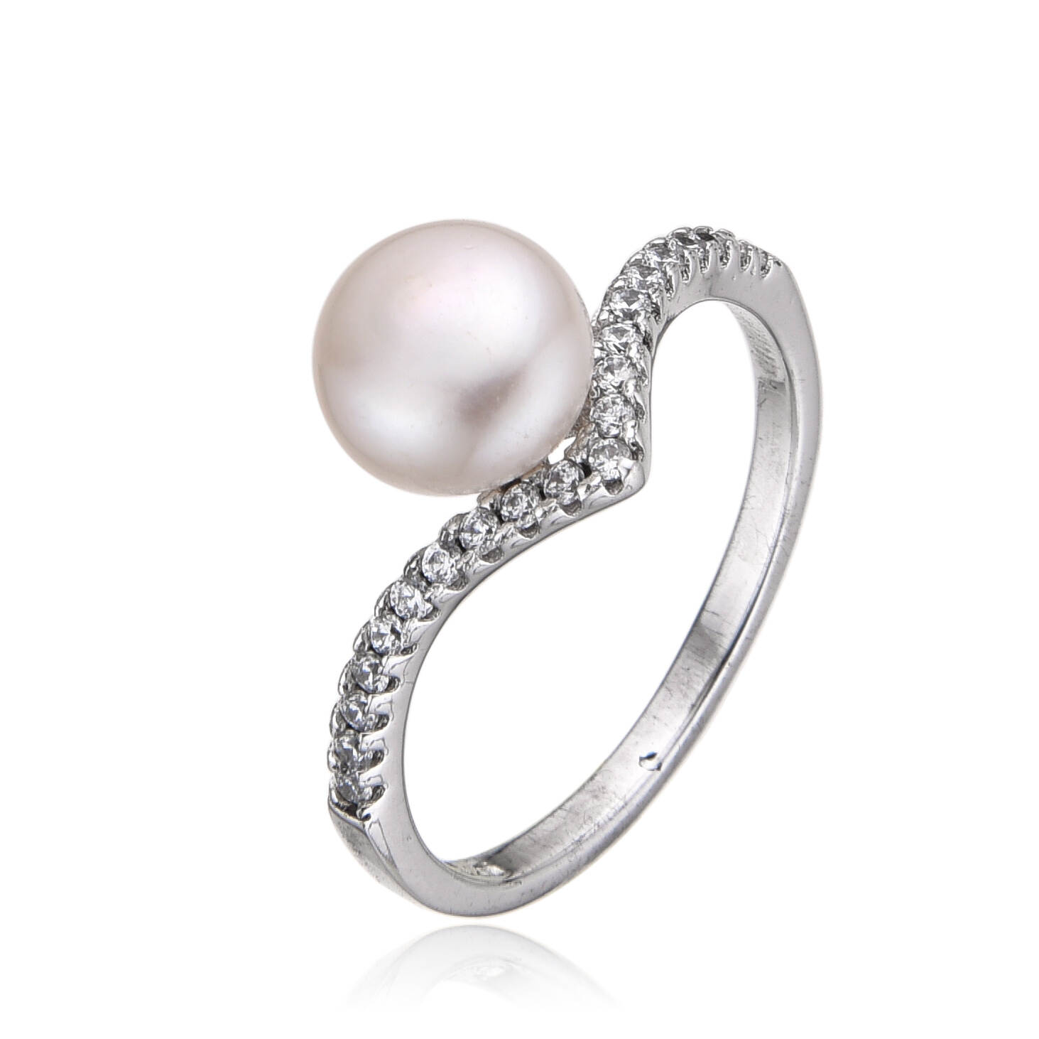 Fashion Silver Pearl Ring White Gold Shell Pearl