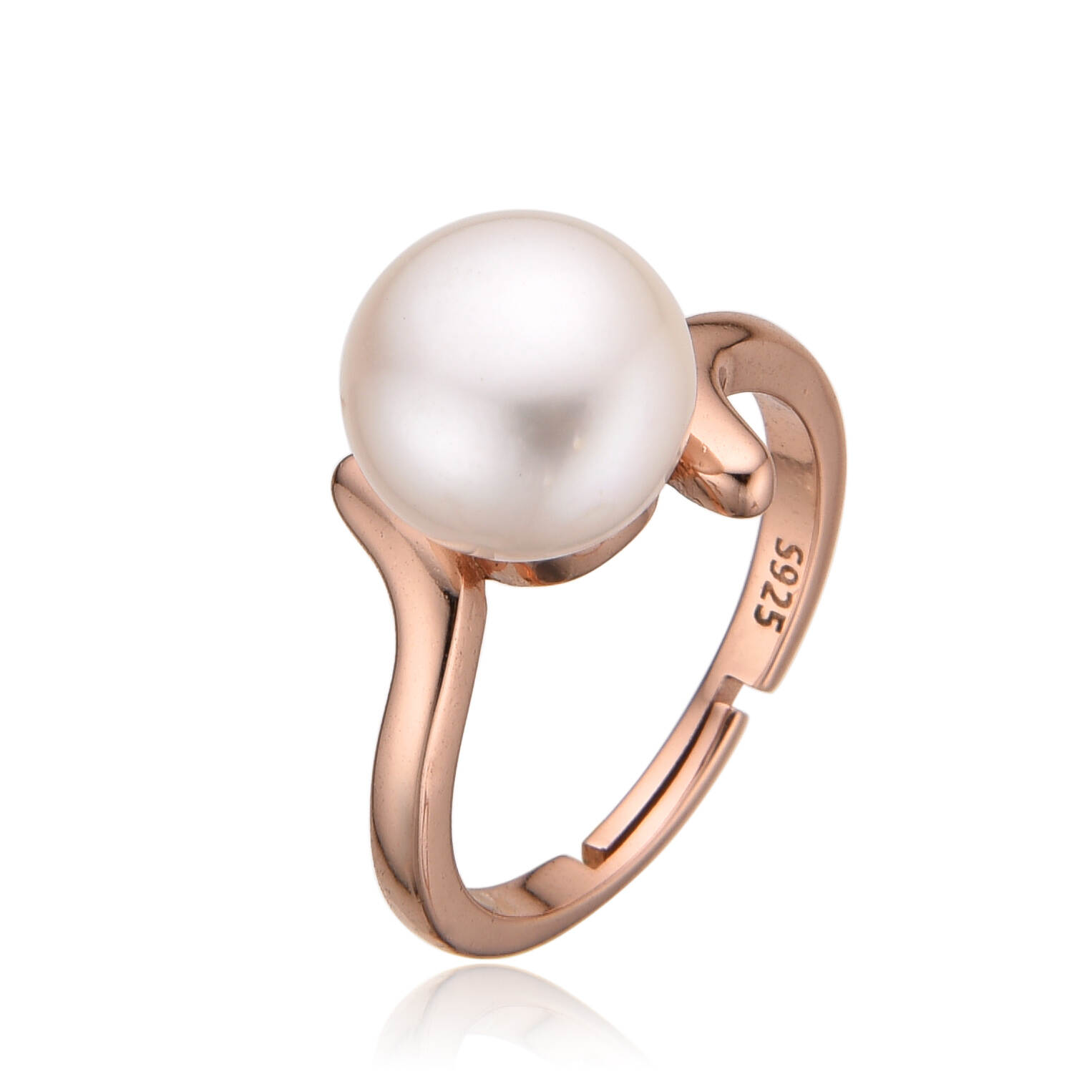 Fashion Silver Pearl Ring Rose Gold Shell Pearl