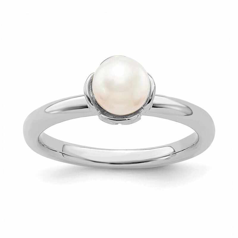 Fashion Silver Pearl Ring White Gold Wholesale