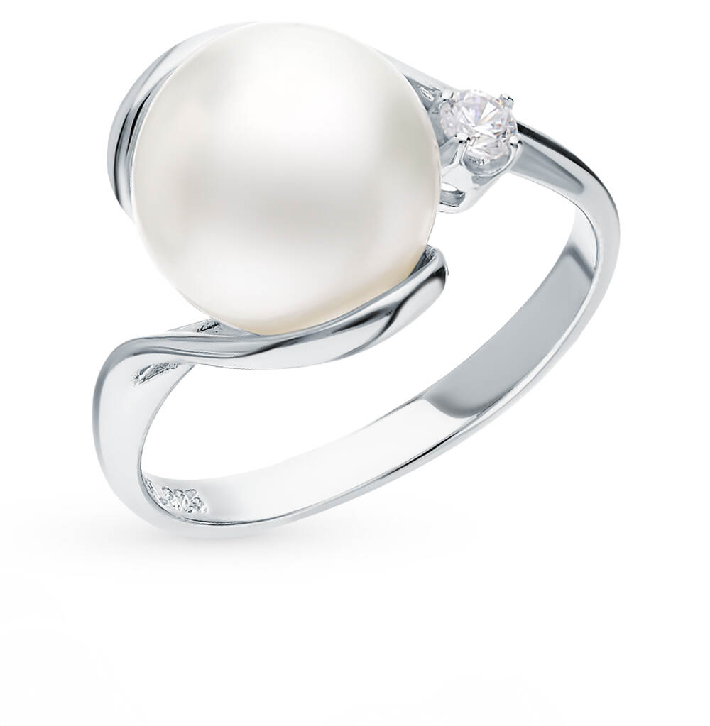 Fashion Silver Pearl Ring White Gold Freshwater Pearl
