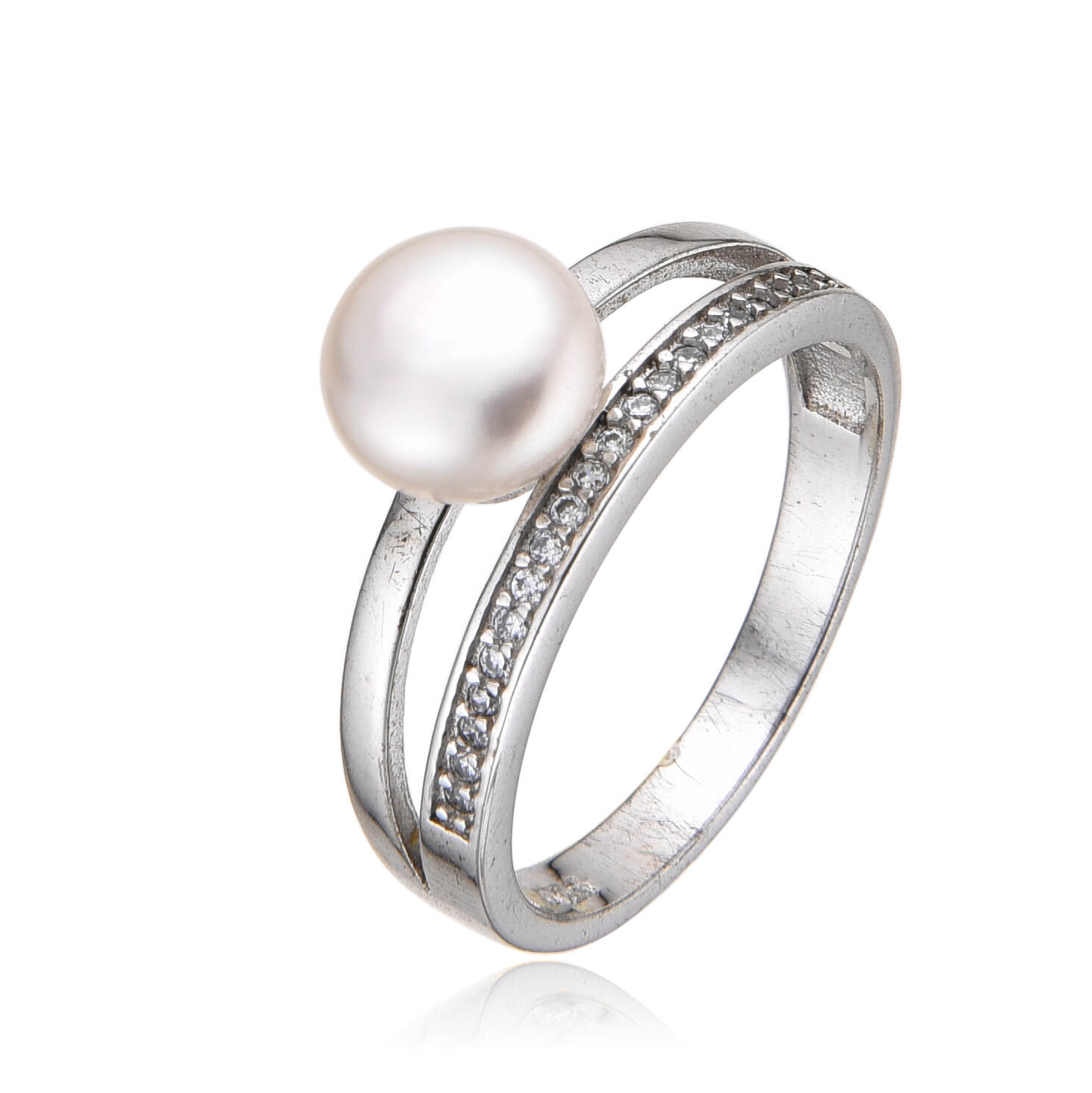 Fashion Silver Pearl Ring White Gold Shell Pearl Classic
