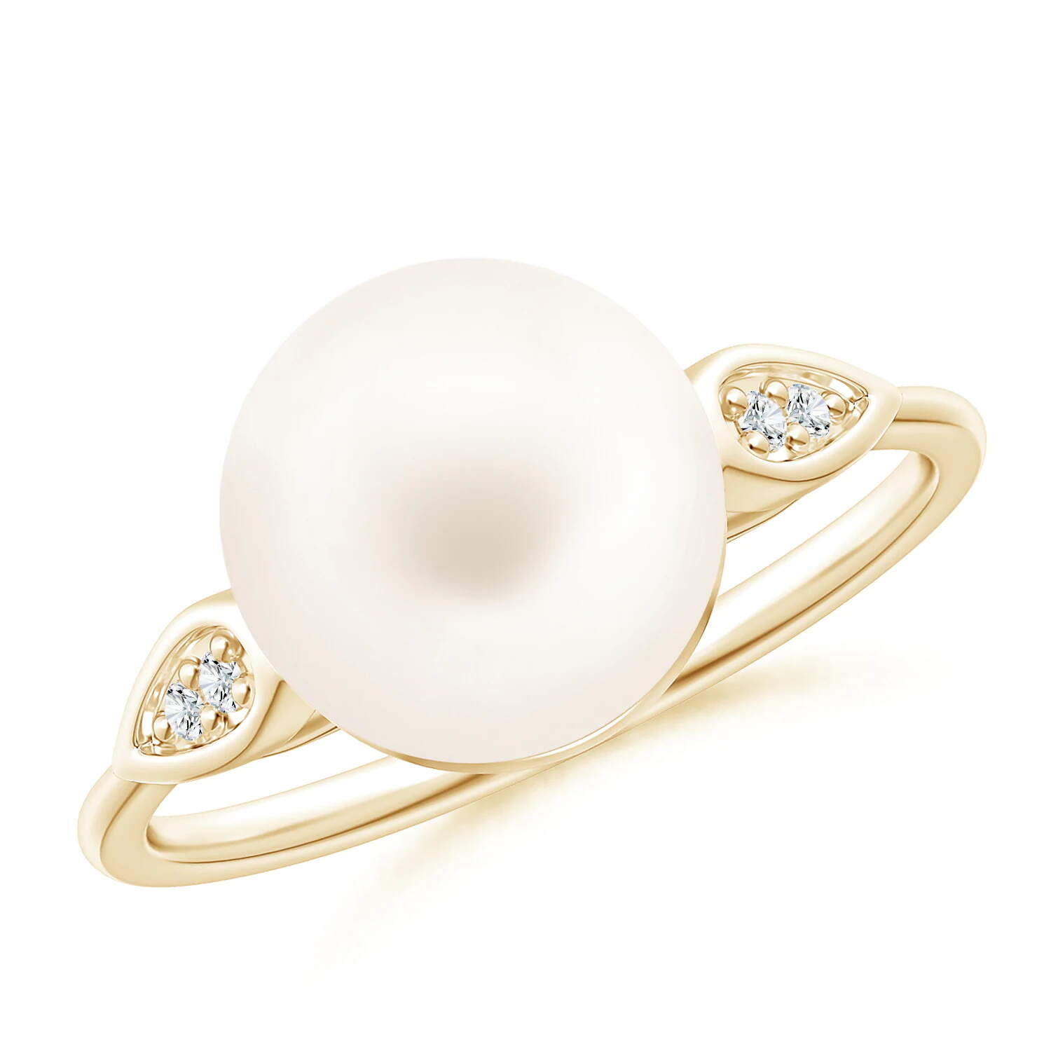 Fashion Silver Pearl Ring Yellow Gold Freshwater Pearl Women