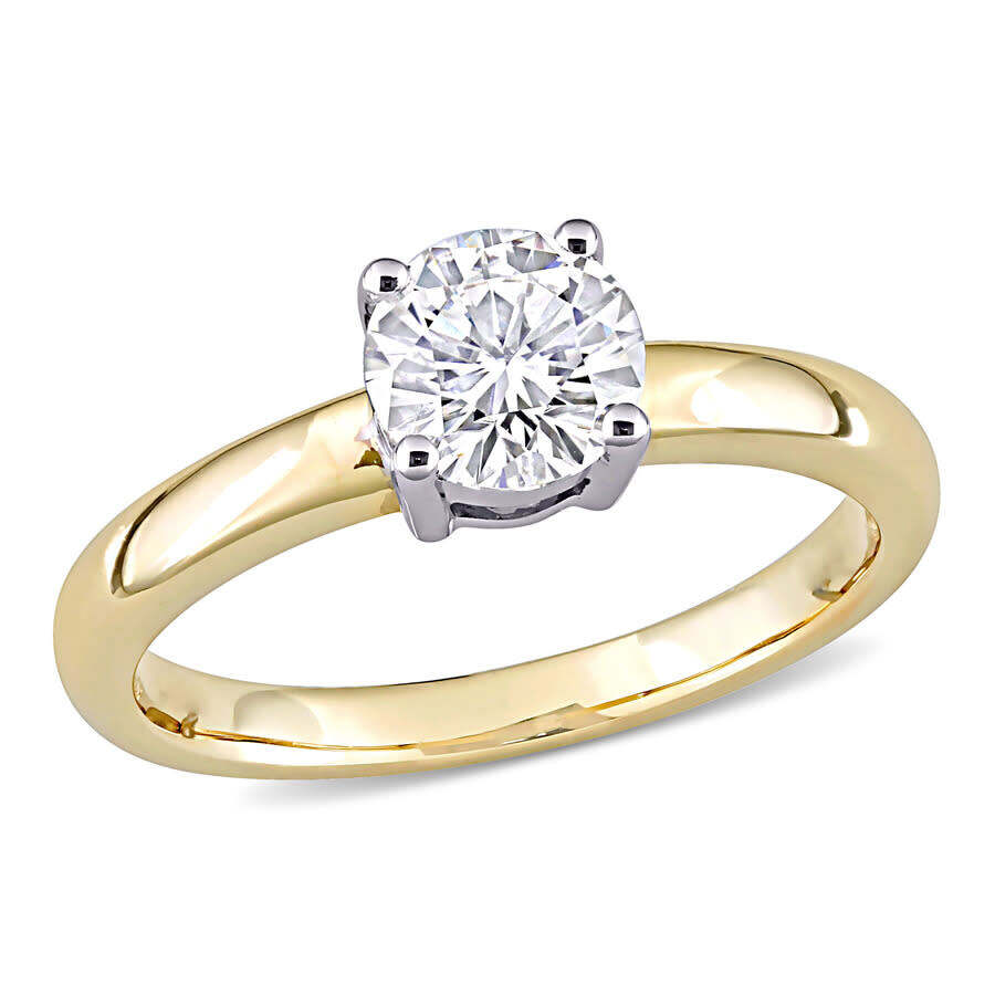 Modern CZ Solitaire Silver Yellow Gold Round Cut Fashion Ring