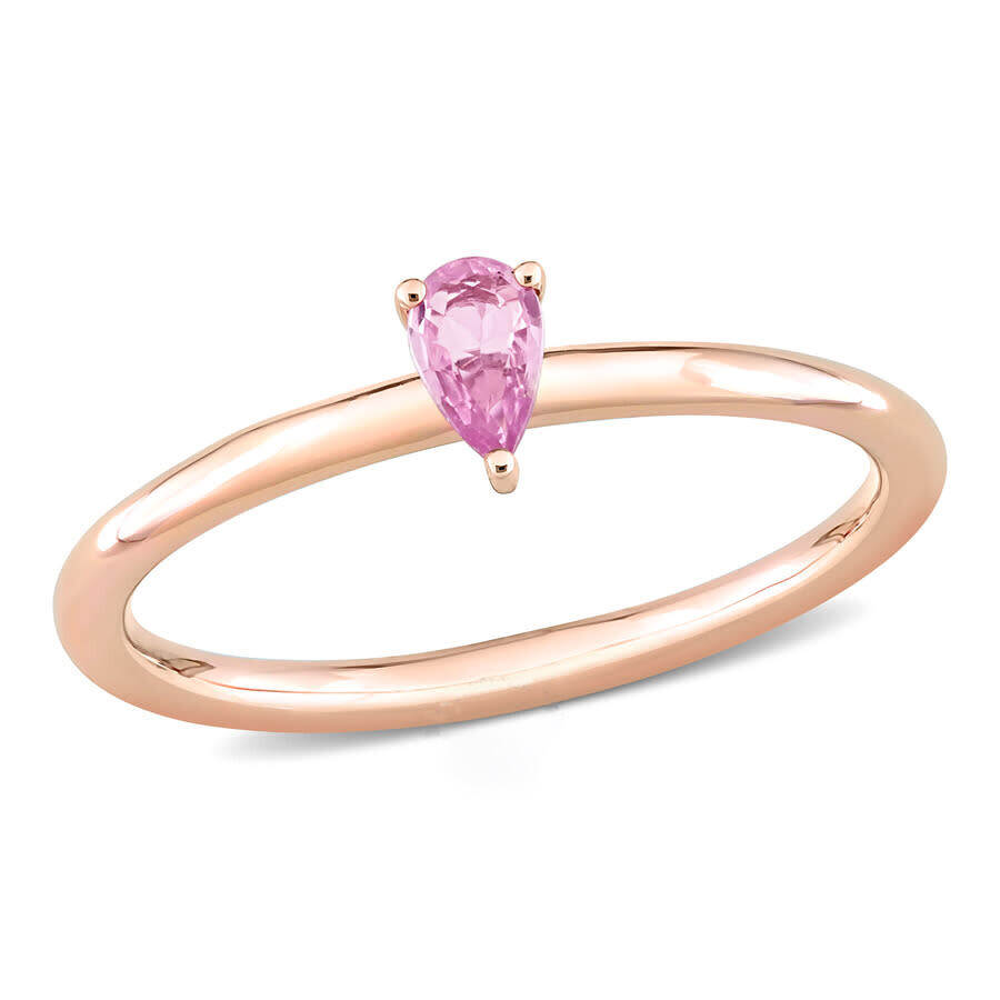 Modern CZ Solitaire Silver Pear Cut Pink CZ Ring