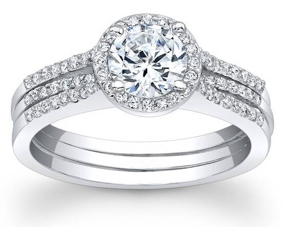 Sparkling CZ Engagement Stackable Silver Ring Round Cut