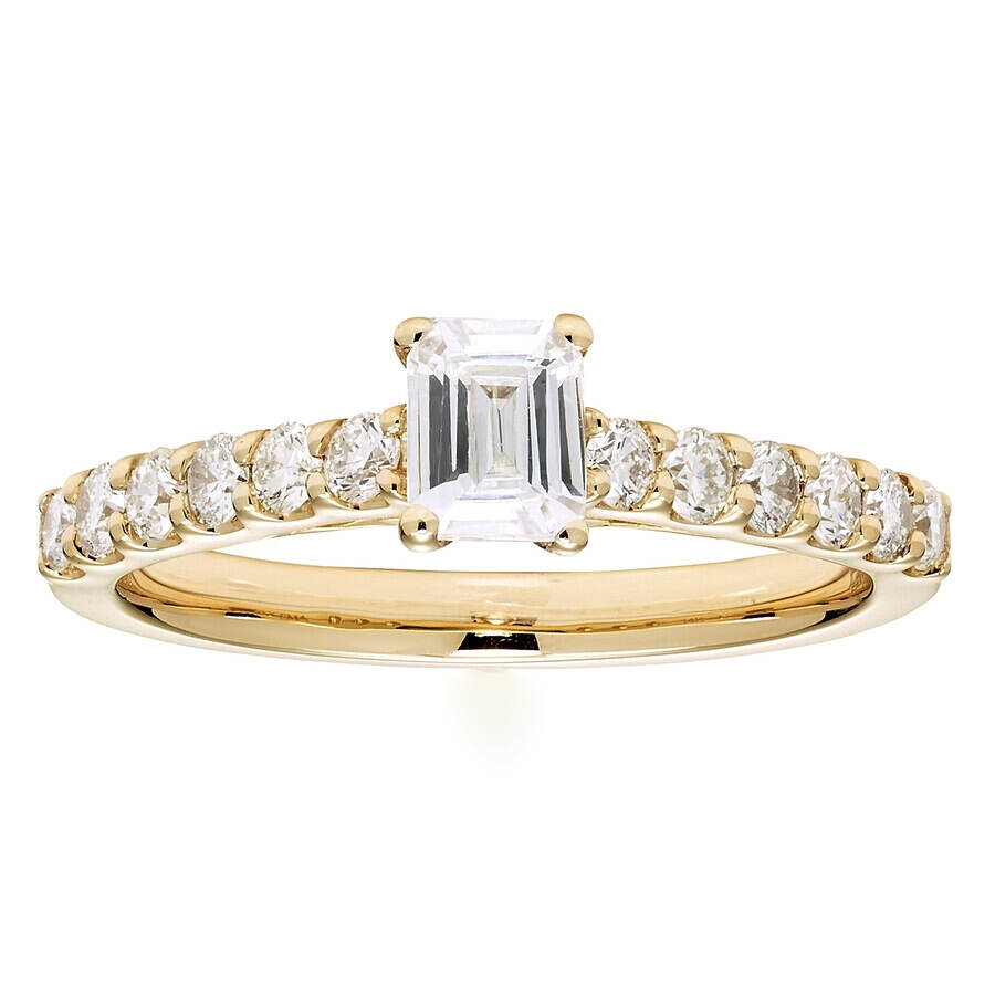 Sparkling CZ Engagement Silver Ring Emerald Cut