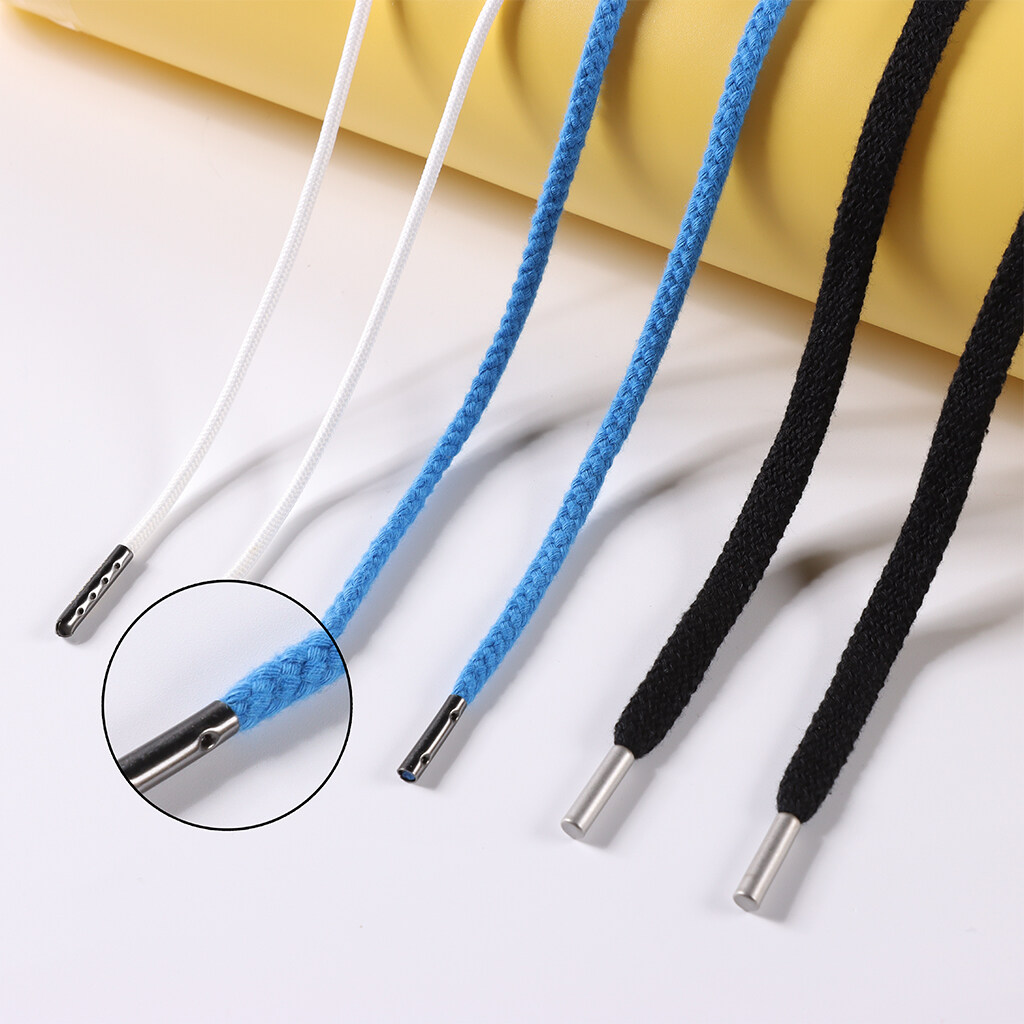 Wholesale Garment round polyester drawstring cord metal tips For