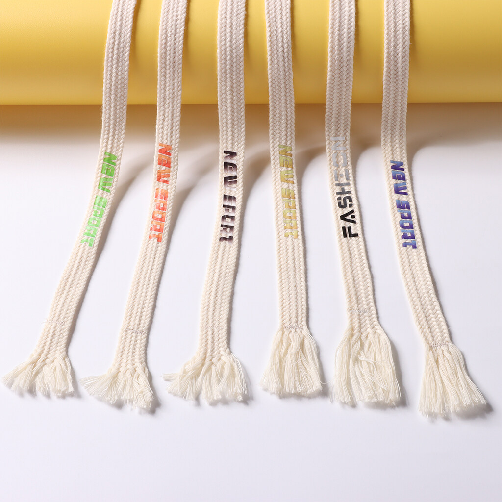 custom flat hoodie cord string rope drawstring cord with tips logo printed cord