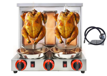 Commercial Vertical Rotisserie Grill, 3-Burner Shawarma Kebab Gyro Machine for Restaurant, Food Truck, BBQ & Catering Use