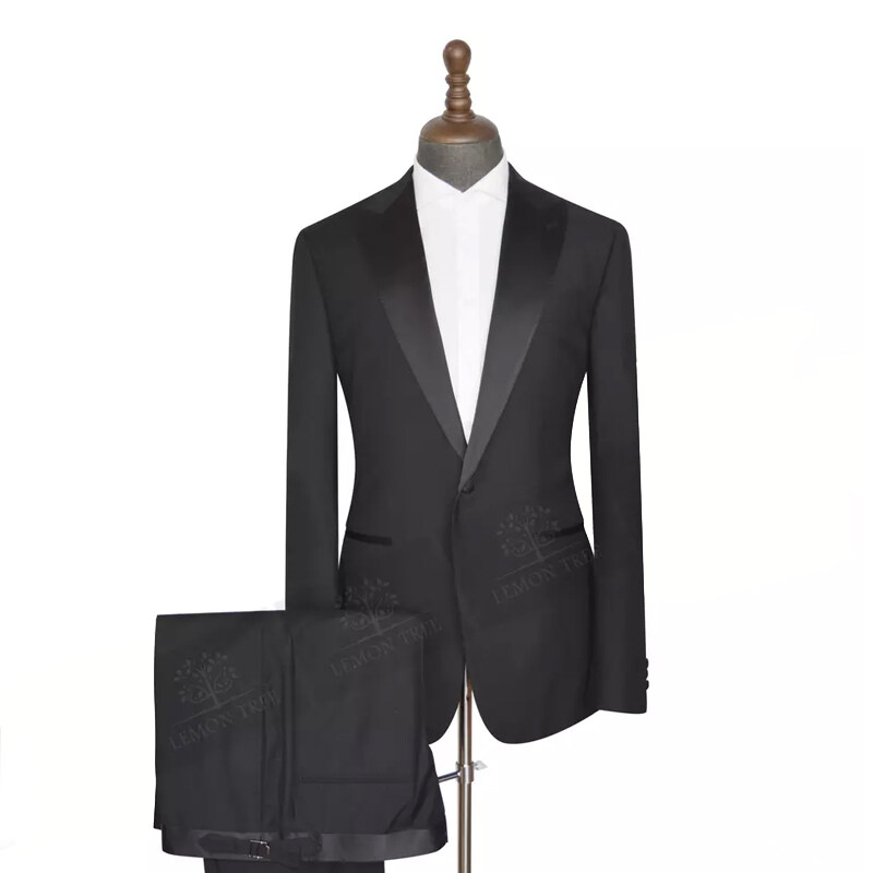 One Button Black Suit