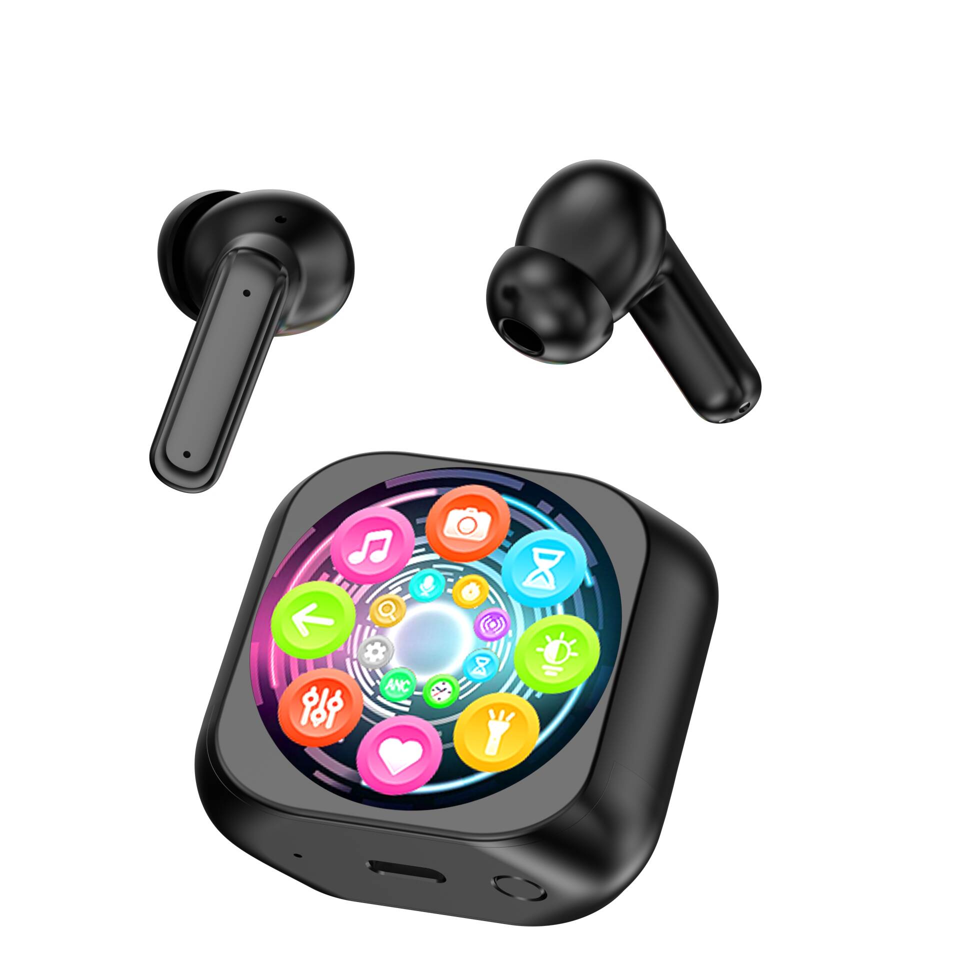 Vitog vt-y12 TWS Earbuds ANC Active Noise Cancellation Earphone With Touch LCD Screen Headphone Bass Sound ENC Mic