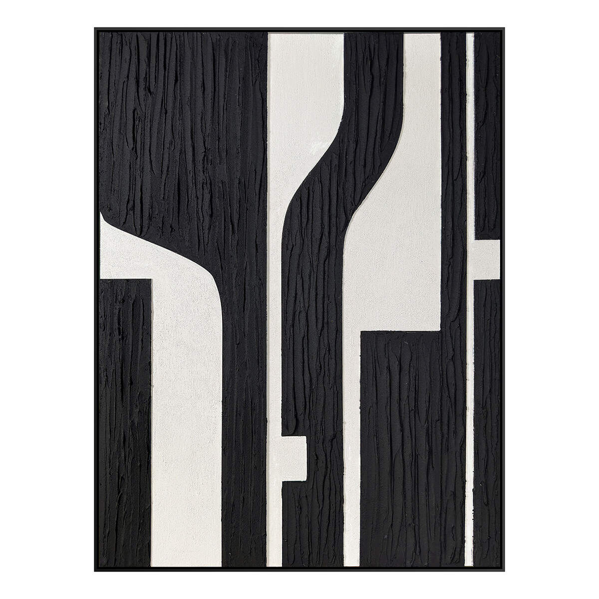 Modern 3D PVC Panel Wall Art Black and White Neutral Abstract Heavy texture Home Decor