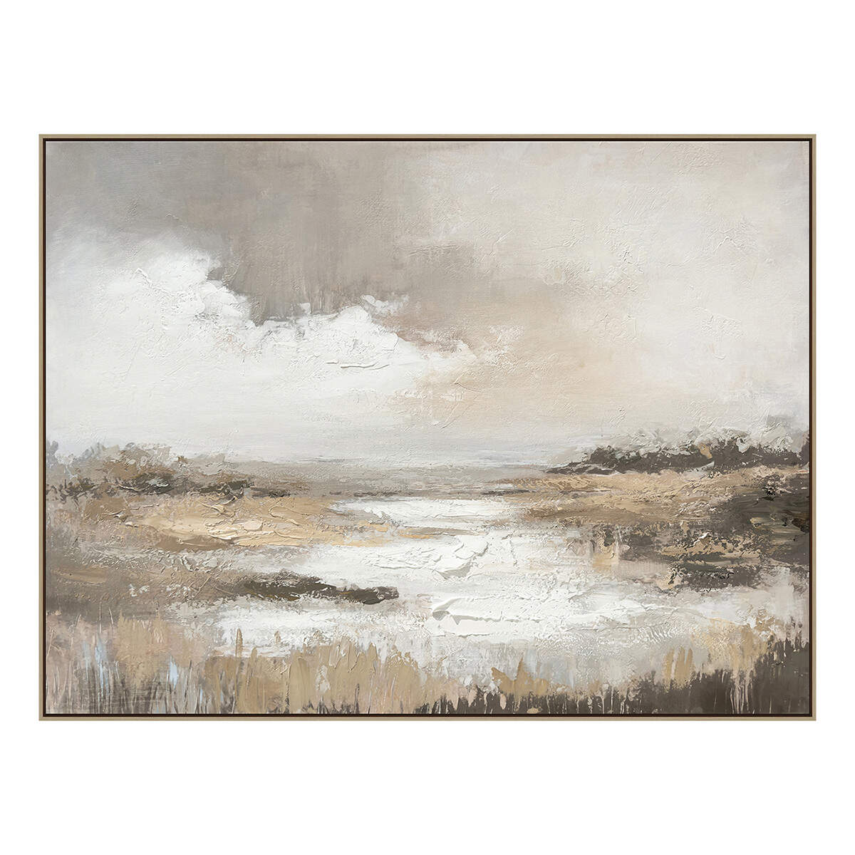 Half handmade Half Print Canvas Painting Modern Landscape Neutral Brown Home Decor