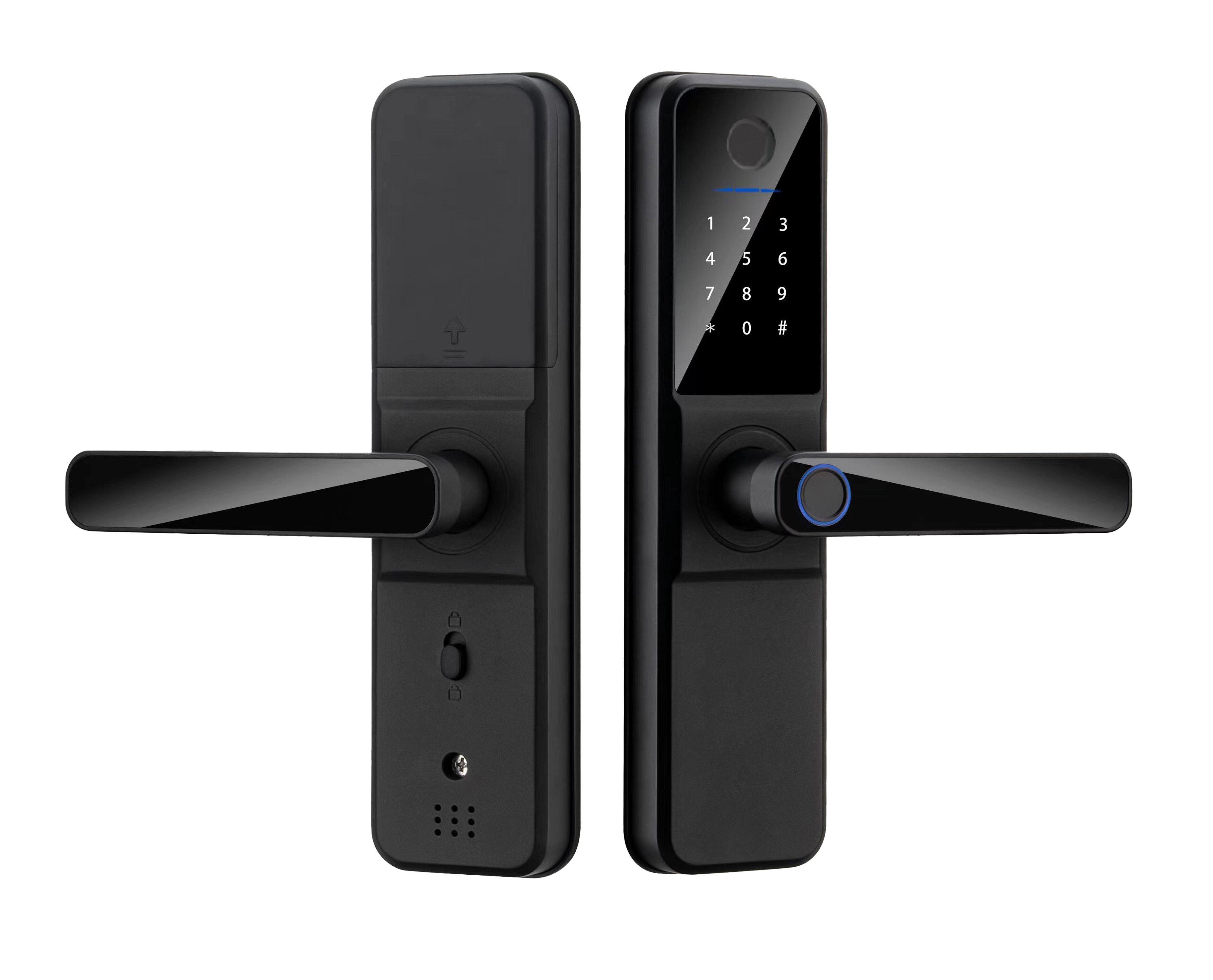 Tuya WIFI or TTLock Bluetooth APP fingerprint smart door lock with cat eye