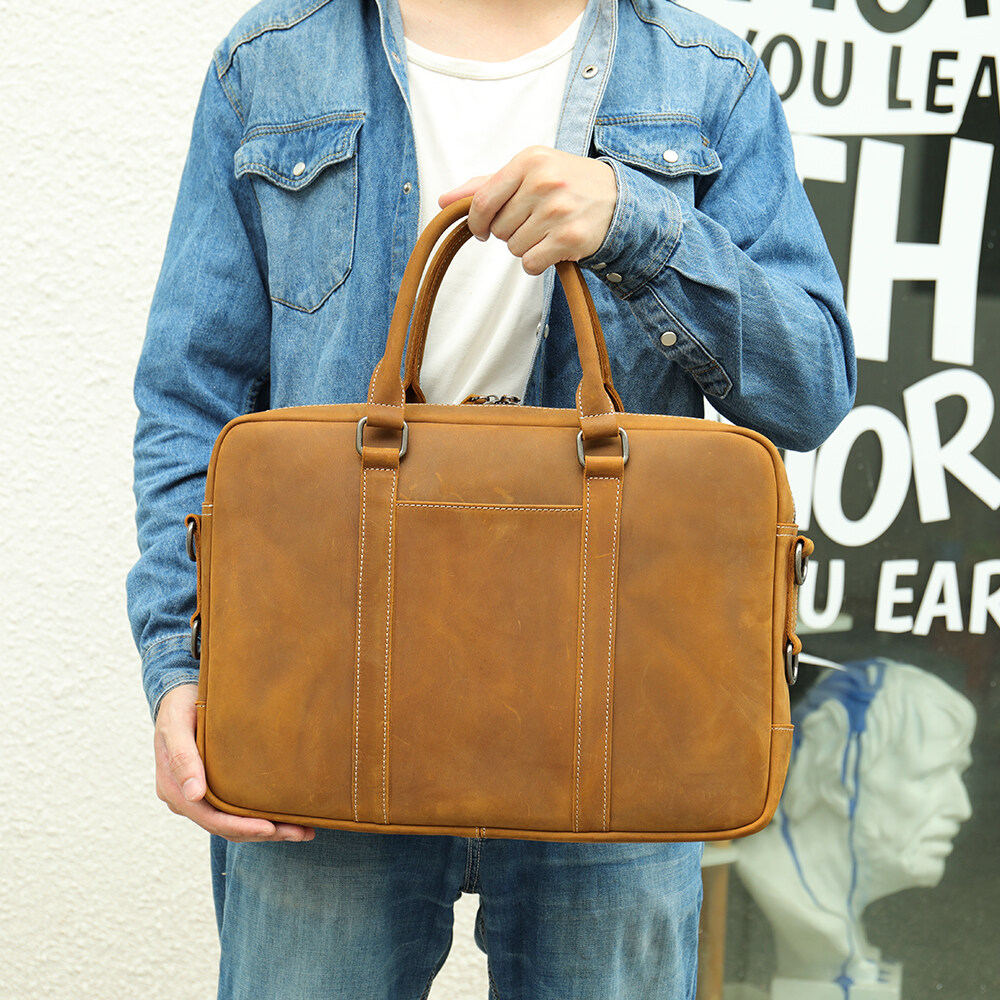 crazy horse briefcase, crazy horse leather laptop bag, vintage crazy horse leather messenger bag