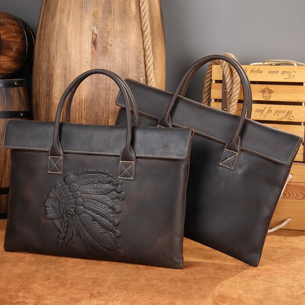 sac de messager en cuir de cheval fou vintage, sac de messager en cuir vintage hommes, sac de messager en cuir vintage hommes