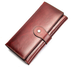 Soft Cowhide Trifold Long Wallet RFID Card Holder