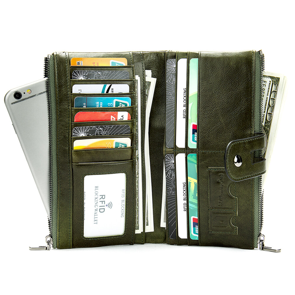 rfid blocking trifold wallet leather, women's leather rfid blocking wallet