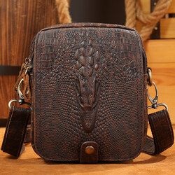 crocodile shoulder bag, high quality leather shoulder bag, men's small leather shoulder bag, small leather shoulder bag mens, mens leather shoulder bags small