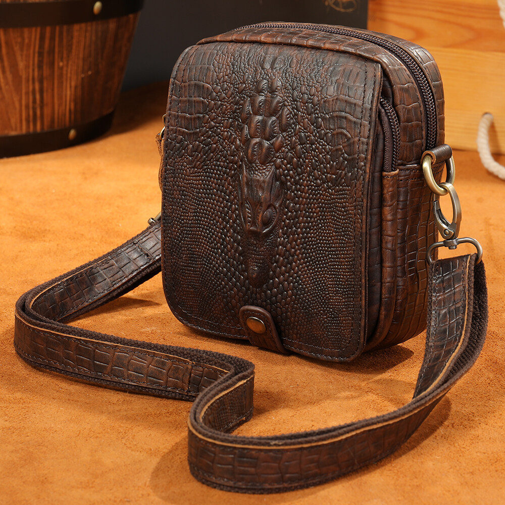 sac à bandoulière en crocodile, sac à bandoulière en cuir de haute qualité, petit sac à bandoulière en cuir pour hommes, petit sac à bandoulière en cuir pour hommes, petits sacs à bandoulière en cuir pour hommes