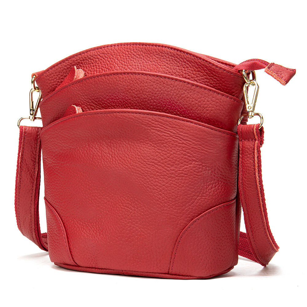 Monedero de bolsillo para mujer, bolso bandolera de piel de vaca, bolso bandolera de piel de vaca, monedero triple de piel para mujer