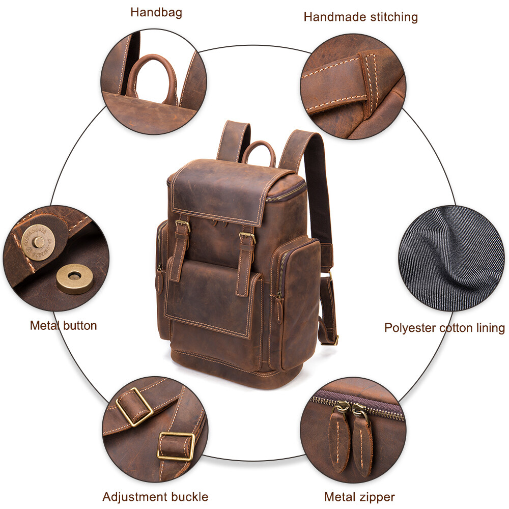 crazy horse leather backpack, crazy horse leather backpacks, leather mens travel backpack